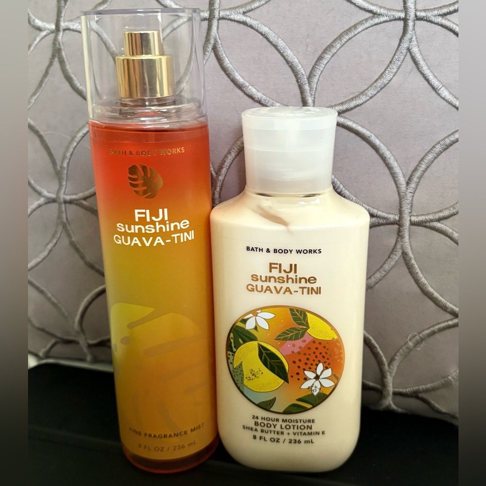 Bath & Body Works Fiji Sunshine Guava Tini Mist Spray & Body Lotion Set Citrus